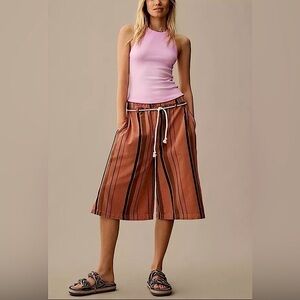 Anthropologie, NWT, Pilcro Cropped PJ Wide-Leg Jeans, Medium in Purple Motif